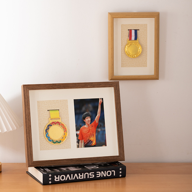 Wooden medal photo frame storage box marathon hanging decorative picture frame hollow keep Medal of Honor decoration wholesale