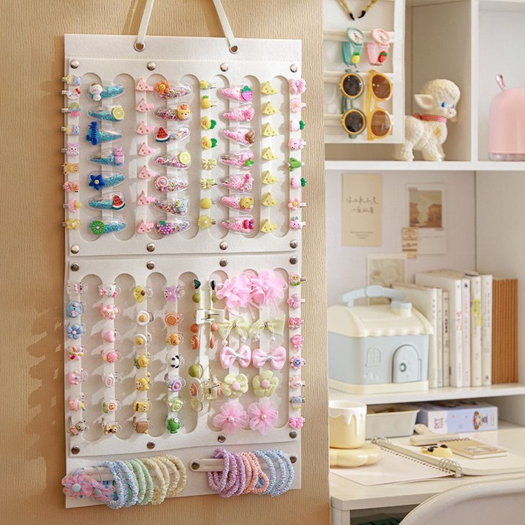 Felt Hair Accessories Storage Bag Hair Card Headwear Wall Hanging Storage Artifact Hair Ring Head Rope Wall Hanging Girls' Accessories Storage Rack