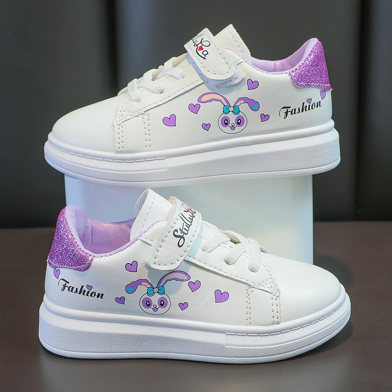 2022 New girls' white shoes spring and autumn boys' non-slip solid bottom shoes thick sole height increasing children sneaker