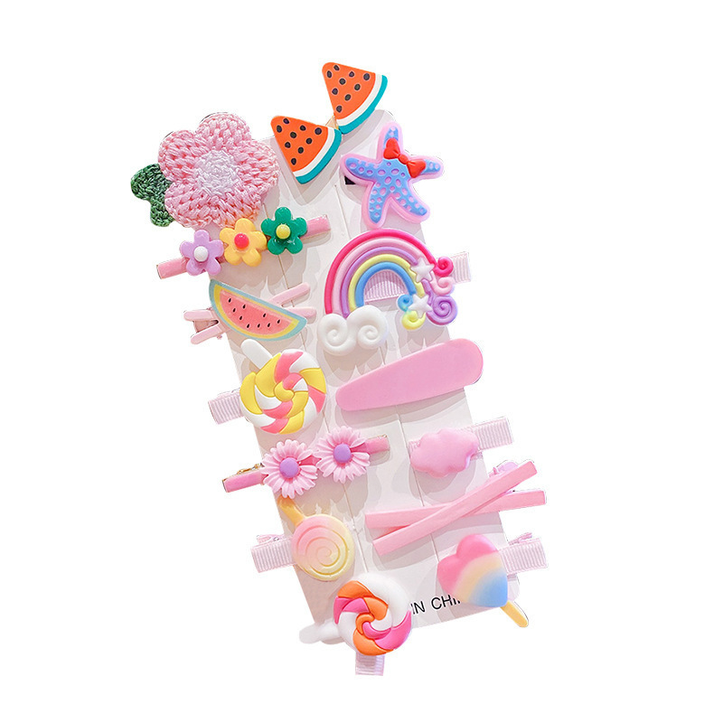 Korean style children's hairpin cartoon hair accessories suit cute hairpin handmade dopamine girls' headdress wholesale free shipping