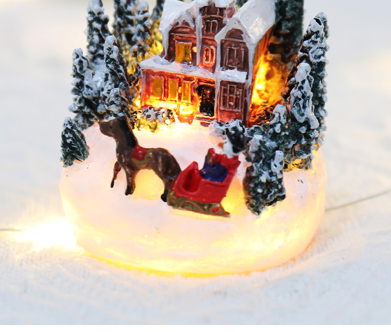 Christmas decorations resin house luminous ornaments Christmas micro landscape Christmas small house Christmas gift ideas_voghion.com