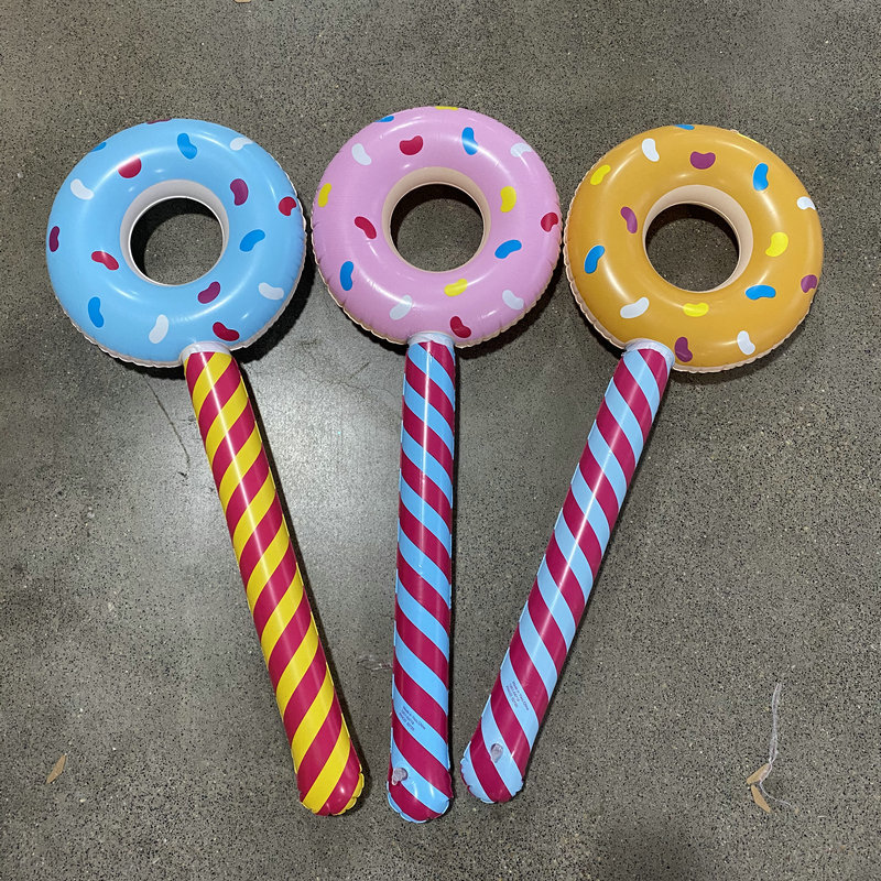 Children's pvc donut inflatable stick inflatable props stall night market donut Lollipop Toy manufacturers wholesale