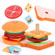 Children's Artificial Wooden Hamburger Fries Sandwich Family Barrel Set Column Matching Building Blocks Che Che Che Play House Toy