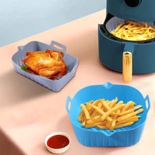 Cross-border Explosions Air Fryer Silicone Bakeware Round Square Rectangular Multifunctional Heat Insulation Tray High Temperature Resistance