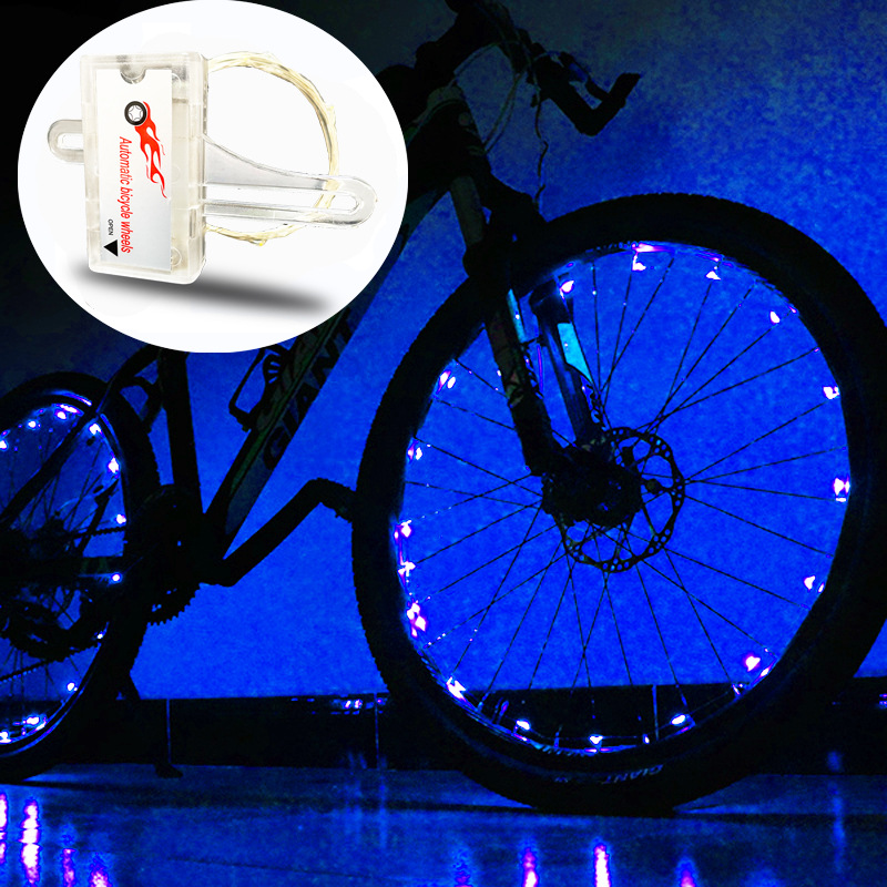 Intelligent automatic switch mountain bike Hot Wheel lamp colorful spoke lamp colorful steel wire double sense lamp equipment