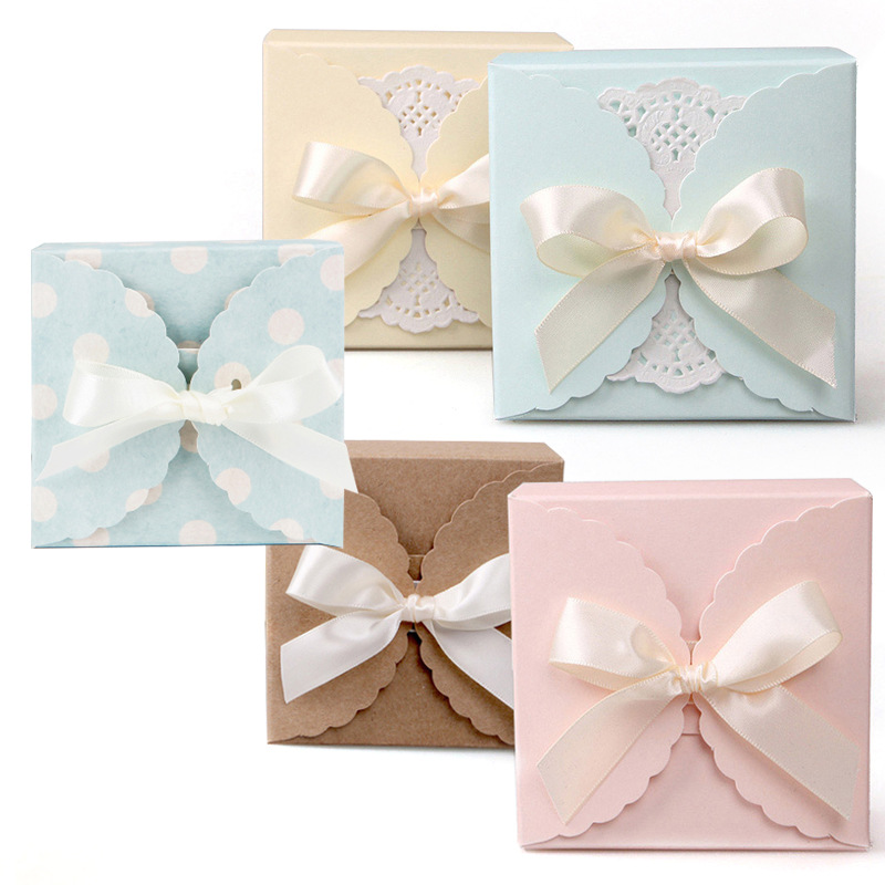 Solid color simple square handmade soap folding packaging box spot pink candy gift White card color small paper box