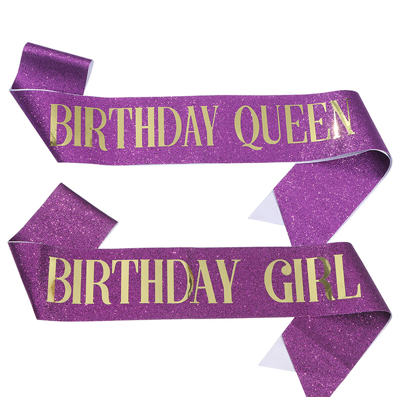 birthday party glitter shoulder strap etiquette belt birthday girl queen birthday girl belt