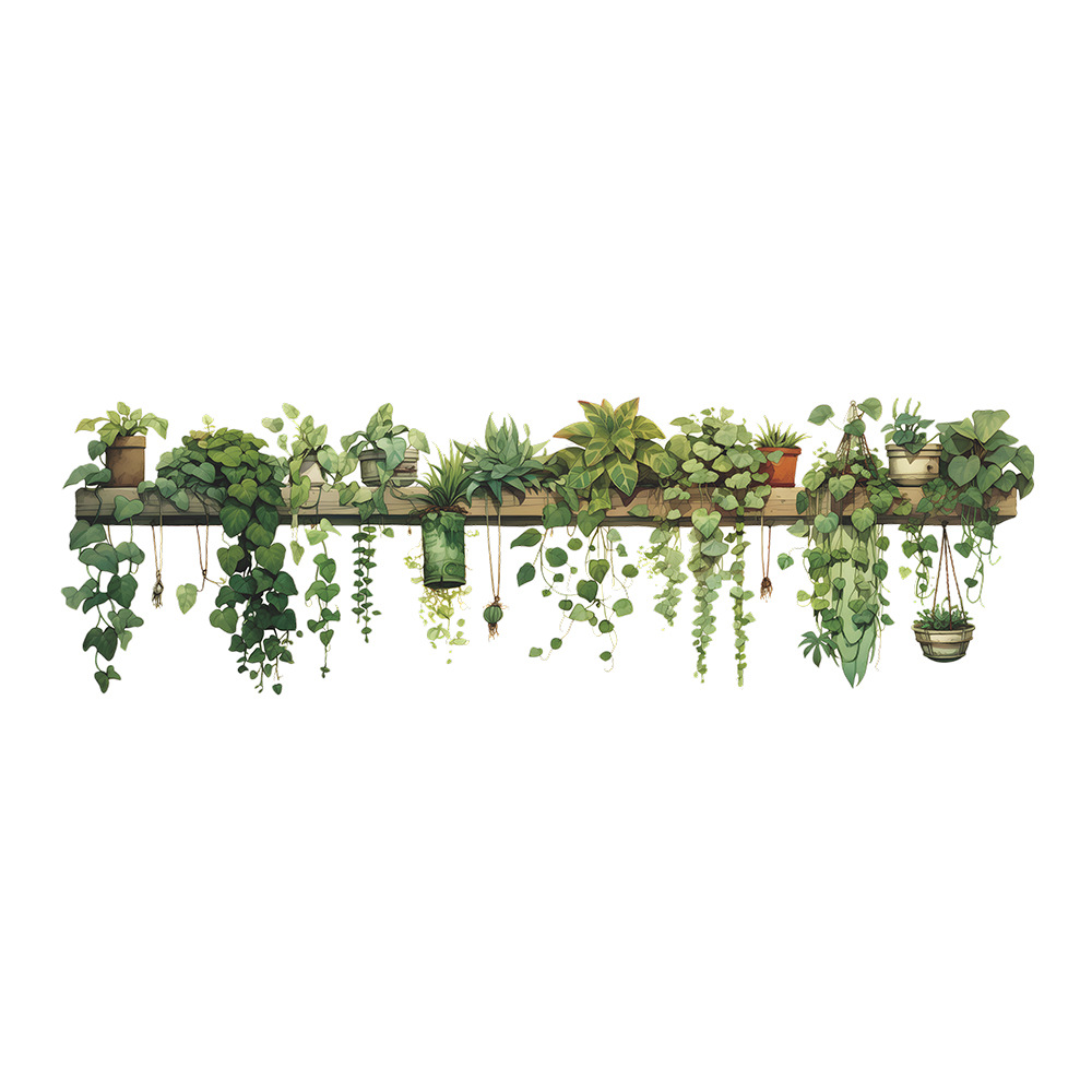 New fun-d4 foreign trade green plant green radish leaf hanging basket bedroom living room wall decoration wall stickers wholesale
