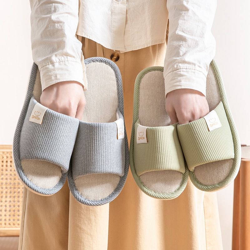 Home Lovers Linen Slippers Women's Indoor Non-slip Cotton Linen Men's Wood Floor Household Soft Bottom Linen Home Deodorant