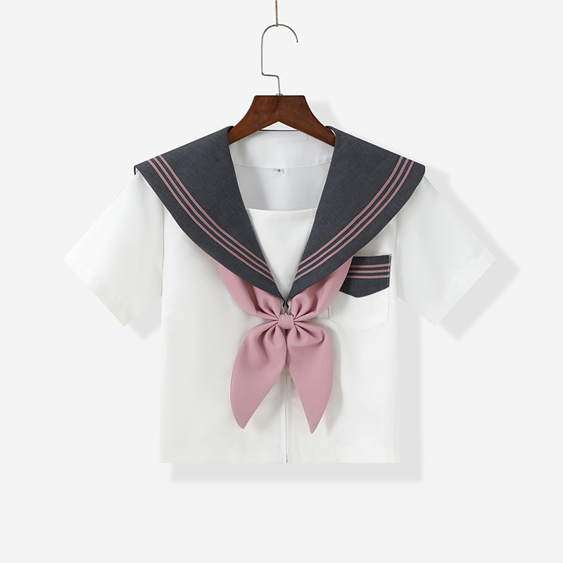 Japanese Embroidered New Grey Three JK Uniform Sailor Suit Academy Style Spring and Autumn Long Sleeve Academy Style Pleated Skirt Set