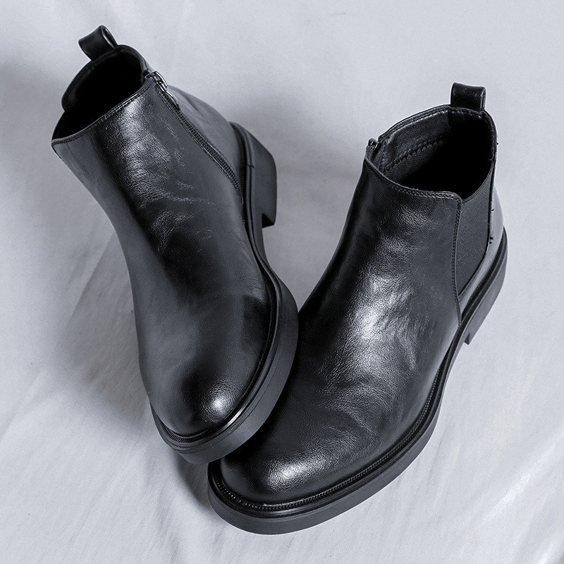 Martin Boots Men's British Style High-top Business Dress Shoes Men's Low-top Black Pointed Chelsea 85711-R