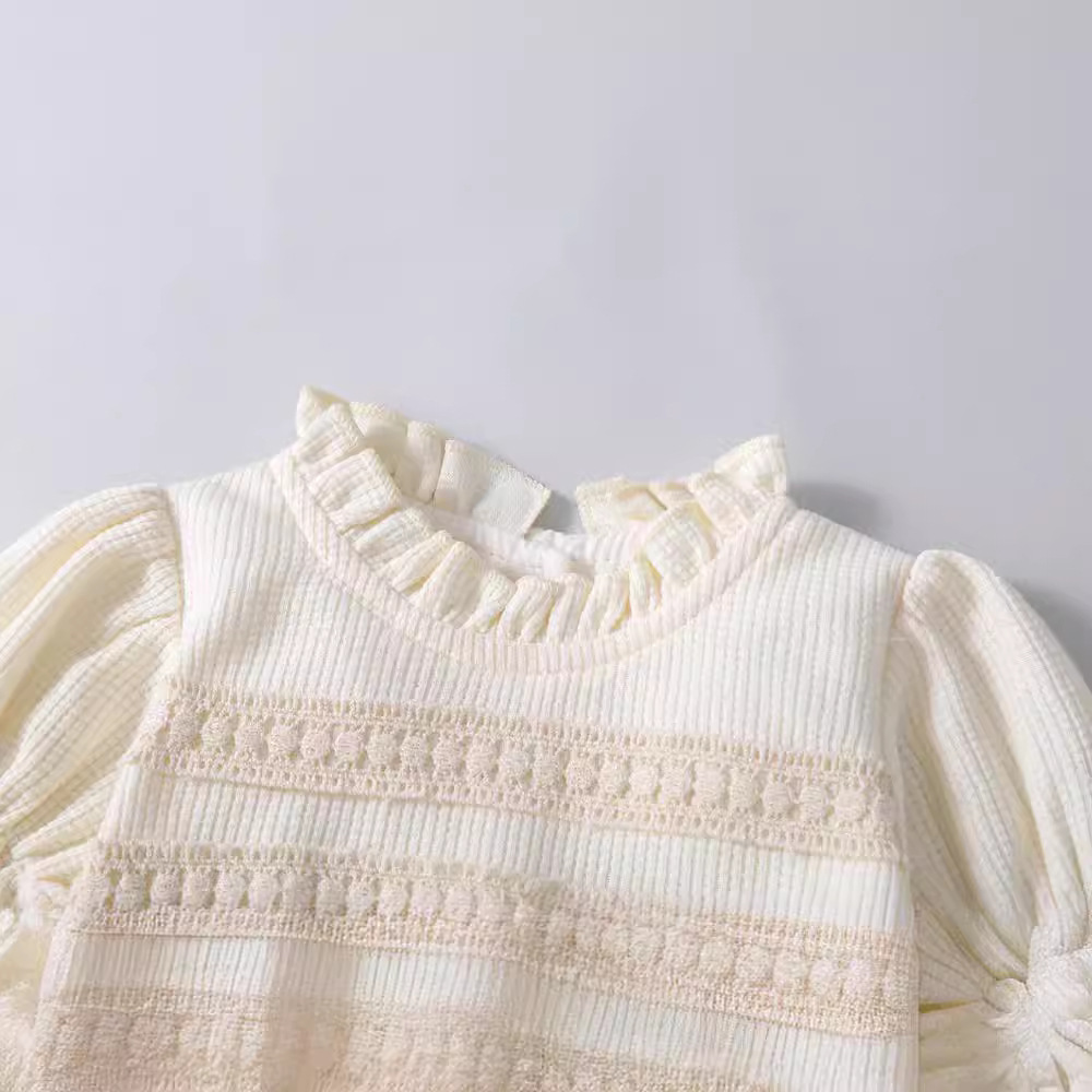 Korean Style Children's Wear Spring and Autumn Suit Baby's Lace Long Sleeve New Round Neck Styliad Dress All-Match Outfit