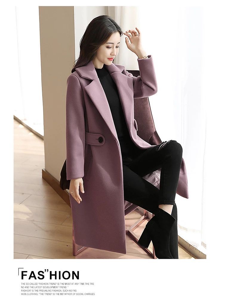Giacca da abito in lana in stile coreano da donna di media lunghezza 2023 Nuovo cappotto di lana snellente aderente da donna autunno e inverno_voghion.com