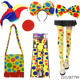 Clown Dress Up Performance Costume Colorful Rainbow Color Fans Explosive Head Wig Curly Hair Hair Cover Head Cover Clown cos