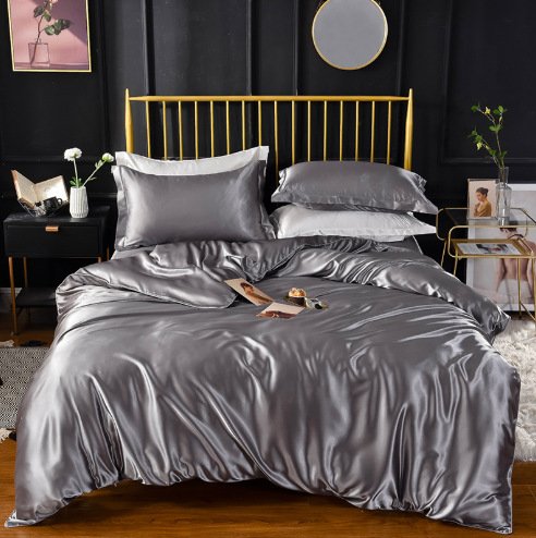 Satin imitation silk bedding AliExpress outer code Amazon cross-border European and American home textile quilt cover pillowcase three-piece set