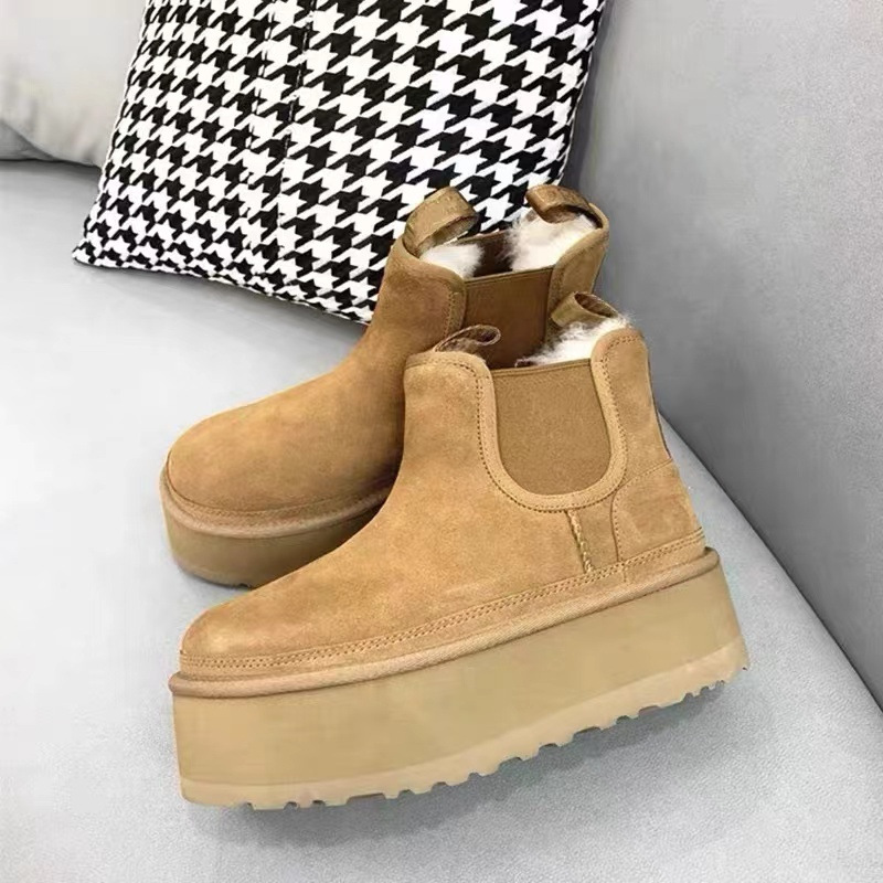 Thick-soled Microfiber Leather Snow Boots Women's 2022 New Explosions Cotton Shoes Fleece-lined Thickened Women's Cold-proof Warm Snow Boots