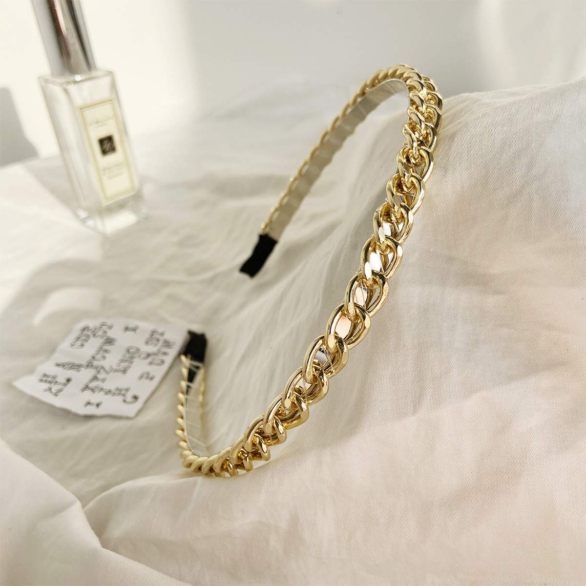 New European and American Cross-Border Alloy CCB Chain Hair Tie, Creative Retro Personal Simple Gold Headband Hair Clip