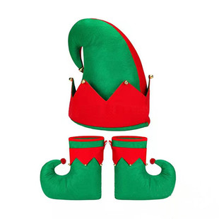 Felt Christmas Hat Christmas Elf Shoes Christmas Stocking Non-woven Clown Hat Carnival Hat Funny Funny Set