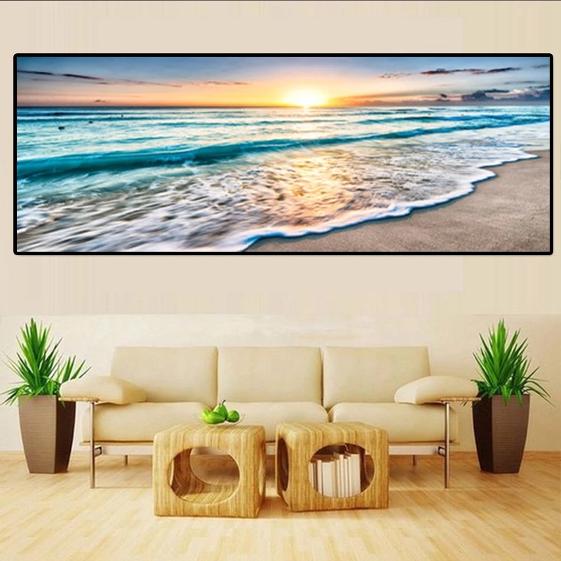 Single Natural Golden Beach Sunset Home Hotel Hotel Hotel Simple Decorative Painting Background Wall Bedside Hanging Painting