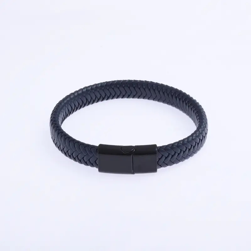 Cross-border new Amazon European and American men's bracelet vintage woven leather rope magnet buckle bracelet hot leather bracelet