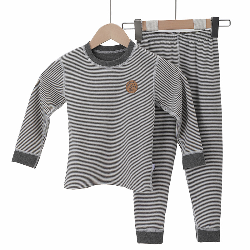 Boys and Girls de Velvet thermal underwear suit autumn and winter fleece-lined thickened children's thermal suit boneless bottoming pajamas