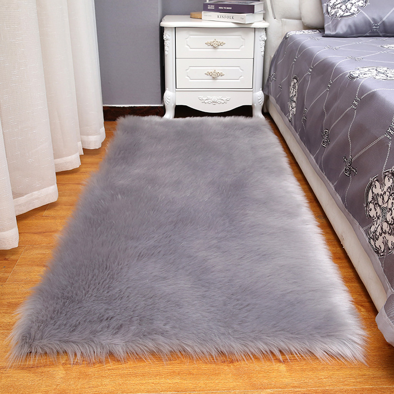 Plush Carpet Bedside Blanket Bedroom Living Room Coffee Table Window Bay Window Mat White Thickened Imitation Wool Household Floor Mat