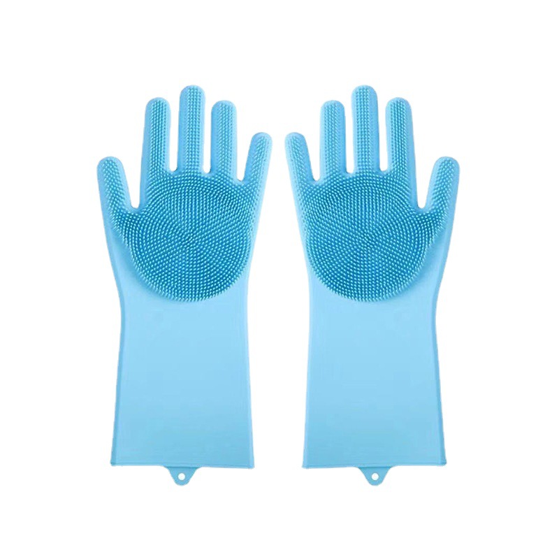 Spot silicone dishwashing gloves household housework gloves thin non-slip anti-heat kitchen cleaning magic brush labor protection