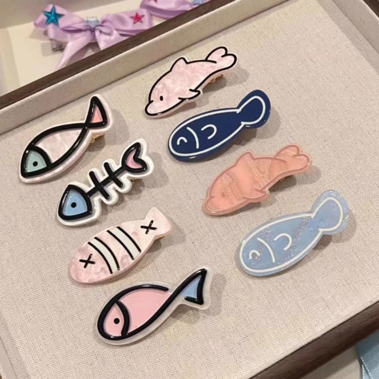 Cute Girl Heart Fish Dried Hair Clip Acrylic Duckbill Clip Hair Accessories 2023 New Bangs Broken Hair Clip Headwear