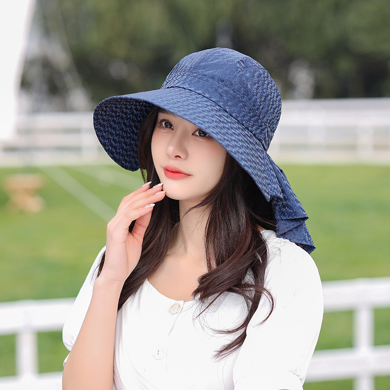帽子女韓版百搭魚鱗紋漁夫帽夏天騎車防曬太陽帽女護頸遮陽帽批發