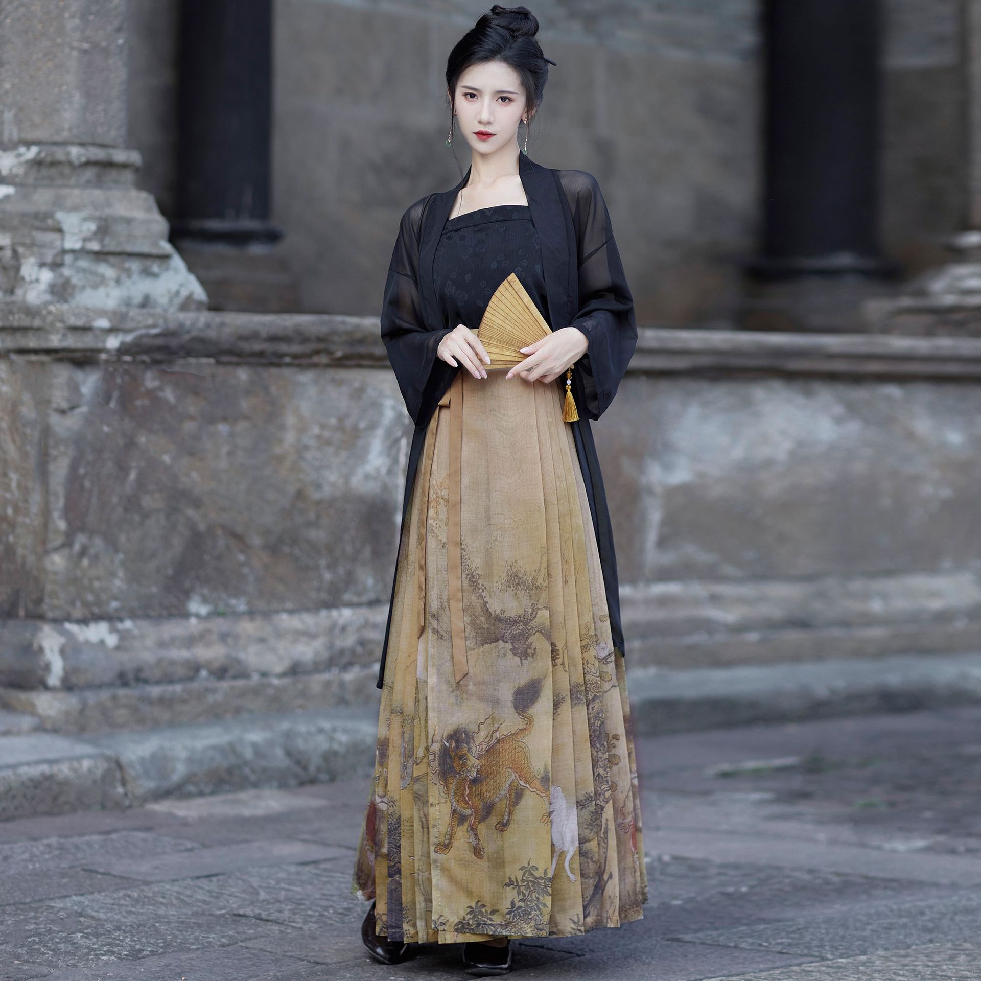 Summer New Shanhaijing Horse Face Skirt Women's Shown Adult Hanfu Cardigan Sling Daily Chinese Elements Daily suit