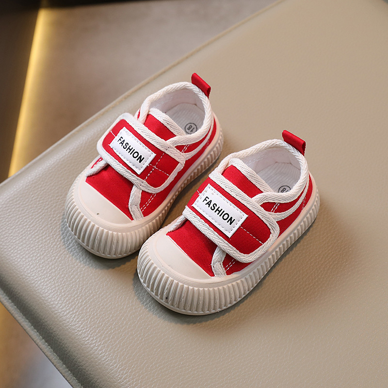 2023 spring and autumn children's canvas shoes boys' casual shoes shell head girls' biscuit shoes soft bottom baby shoes