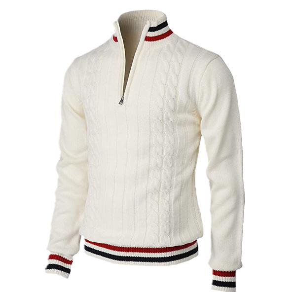 Spring and Autumn New Amazon AliExpress Cross-border Supply British Style Color-matching Zipper Turtleneck Men's Sweater