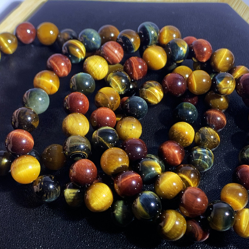 Natural Color Tiger Eye Stone Bracelet Lightning Eye Gold Red Yellow ...