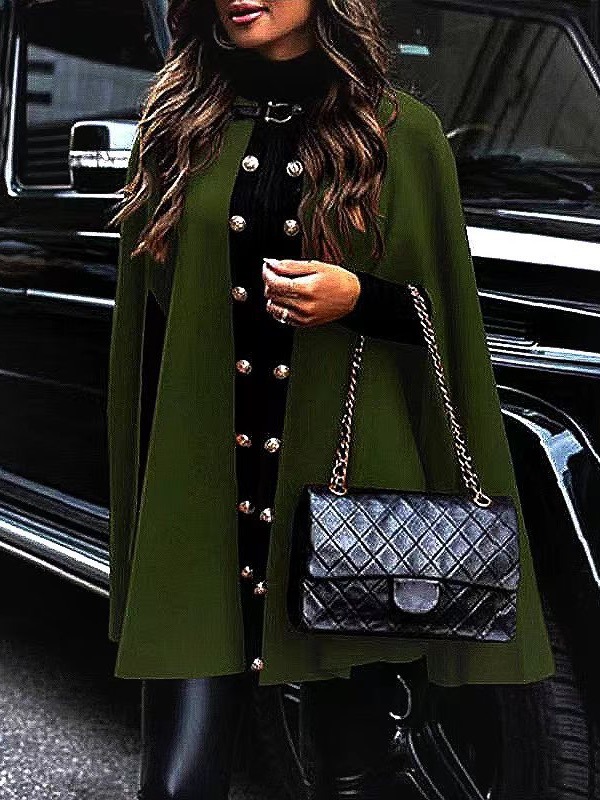 2023 New Cape short trench coat cross-border girl coat elegant temperament girl coat button cloak for women_voghion.com