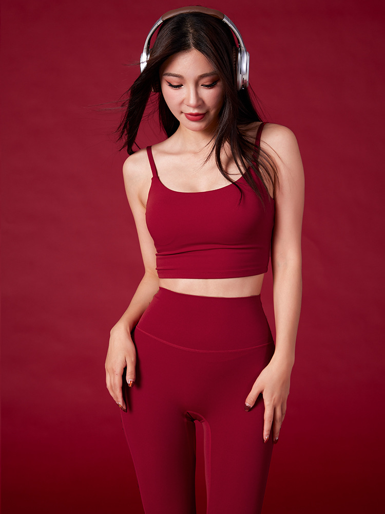 Christmas Pilates lucky red beauty back sports underwear Yoga Fitness running thin shoulder strap Pilates training bra