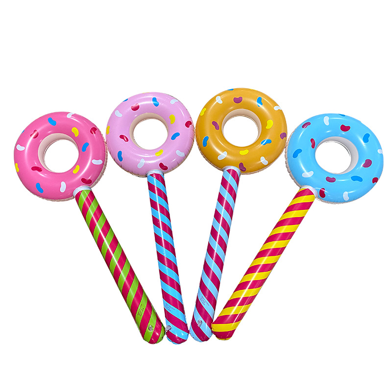 Children's pvc donut inflatable stick inflatable props stall night market donut Lollipop Toy manufacturers wholesale
