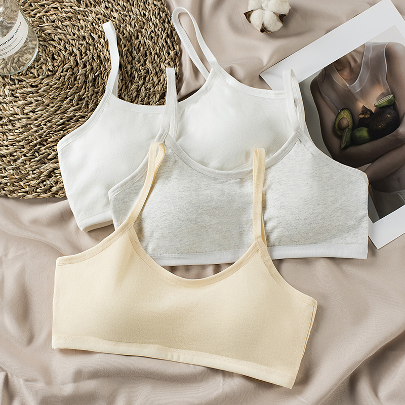Girls underwear development period without steel ring wrapped chest strap fixed integrated chest pad junior high school students underwear wholesale
