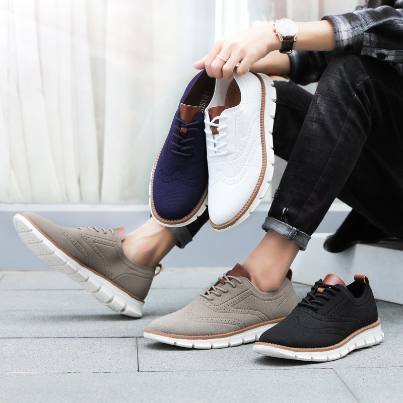 Men's Mesh Shoes Summer Mesh Shoes Breathable Casual Shoes Young Lazy Shoes Men's Brock Flying Woven Leather Shoes for Men