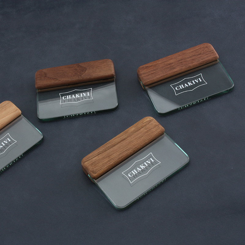 CHAKIVI walnut glass scraper 200g tempered glass walnut handmade leather making tools