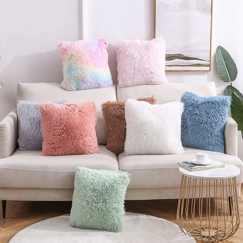 2024 Household Sea Velvet Solid Color Pillow Cross-border Amazon Sofa Plush Pillow Case Office Home Cushion