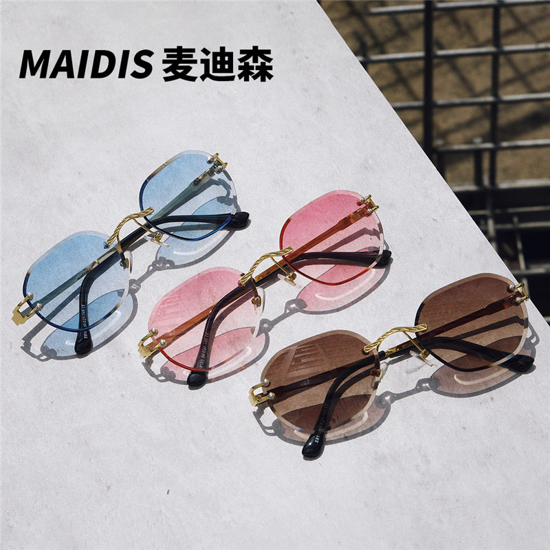 Jeter 8102 European and American Trimmed Sunglasses Fashion Marine Glasses Masonry Trimmed Rimless Sunglasses