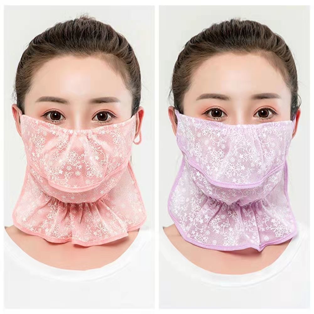 New Large Neck Protection Breathable Sunscreen Women's Mask Outdoor Riding Floral Sand Veil Opening Dust Mask