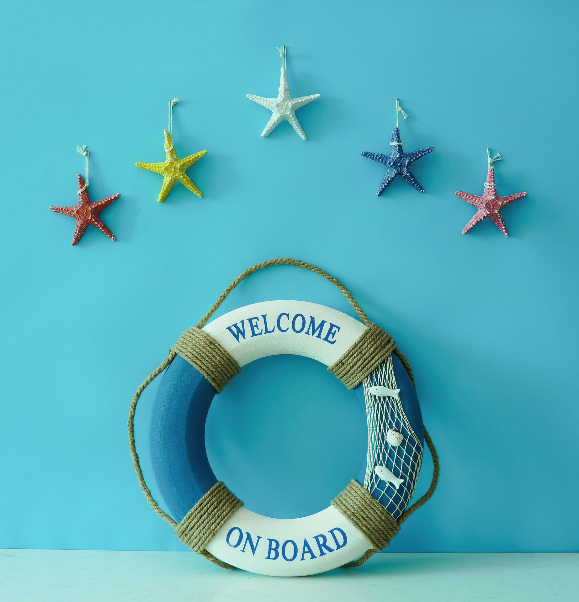 Creative foam lifebuoy Mediterranean wall hanging old craft swimming ring home decoration wall hanging with wall decoration