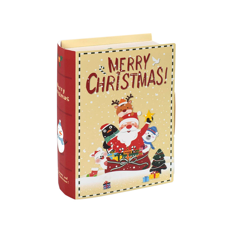 Christmas book shape dessert candy biscuit gift box in stock original Christmas gift box 5pcs/pack