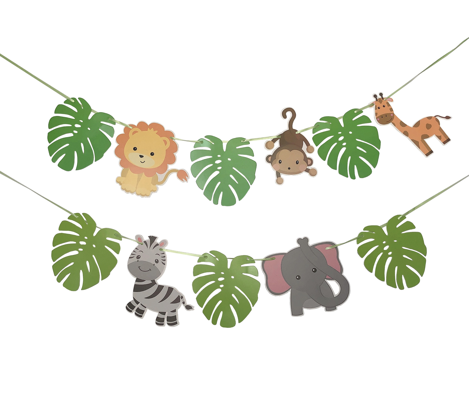 Jungle Animal birthday pull flag cartoon lion elephant banner cake card hanging decoration party supplies suit wholesale