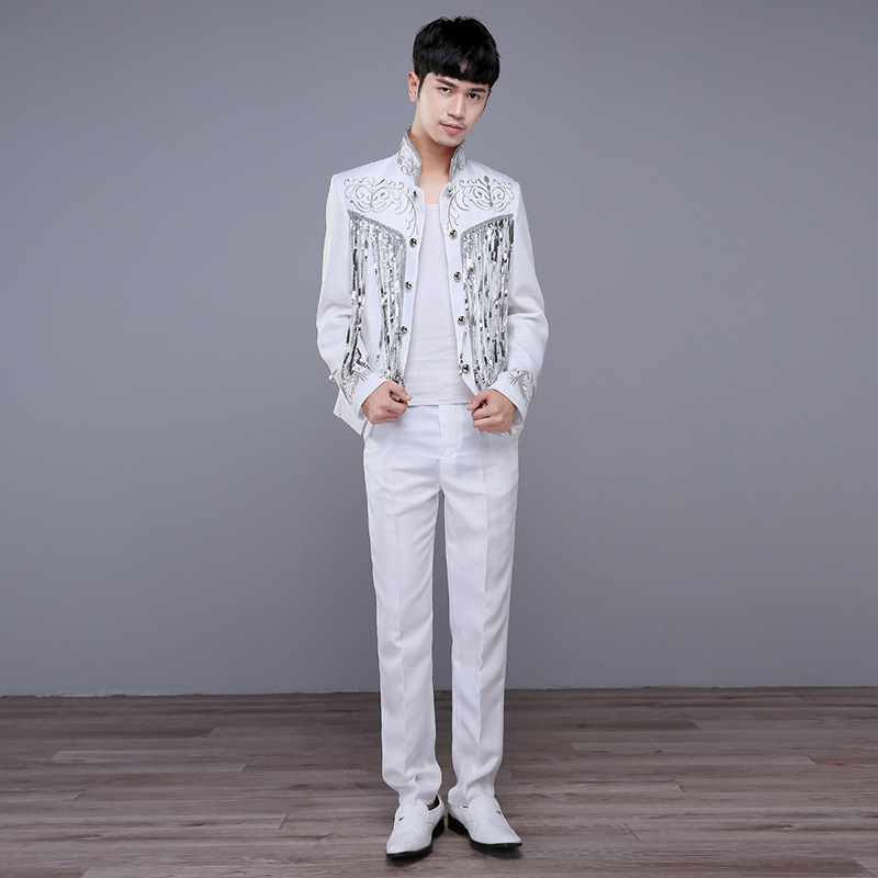 Costume men's dress sequins night bar singer host dance performance retro court suit