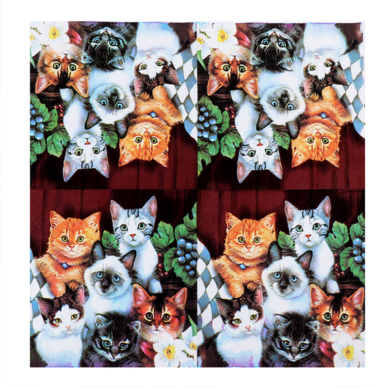 Factory Direct Supply in stock color commercial face towel creative napkin hot pot shop Internet celebrity kitten tissue wholesale