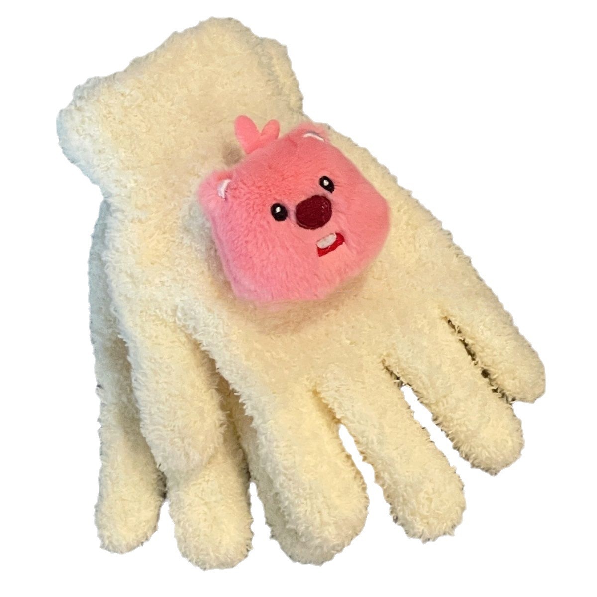 Little Red Book same style gloves cute little beaver loopy plush gloves coral velvet student riding finger gloves