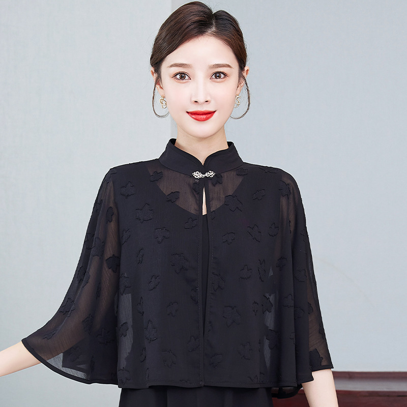 Fu Daiyi 8508 Summer Chiffon Shawl Cloak Pure Color with Strap Skirt Outer