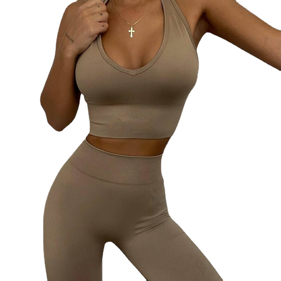 2023 New European and American Foreign Trade Sports Running Explosions Fitness Pants Yoga Suit High Waist Seamless Yoga Suit for Women